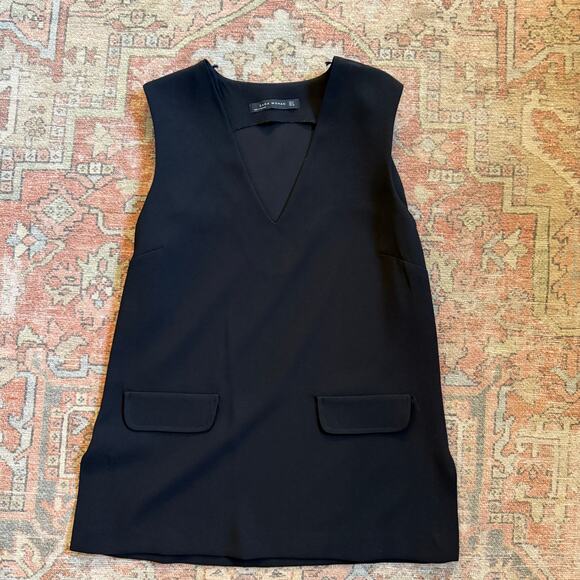 Zara Black Sleeveless V-Neck Tunic Top with Pockets - Small - Picture 4 of 9